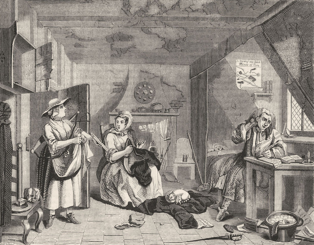 POETS. The distressed Poet 1845 old antique vintage print picture